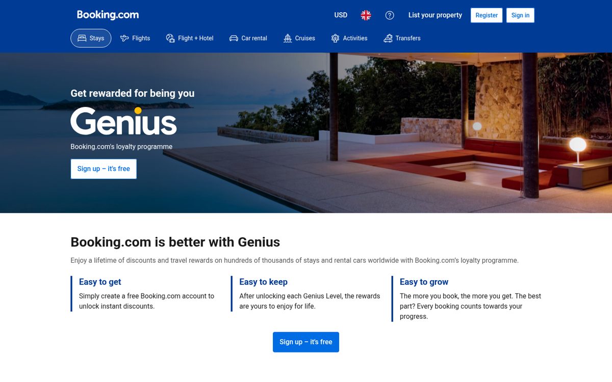 Booking.com Loyalty page screenshot, captured 16 Oct 2026