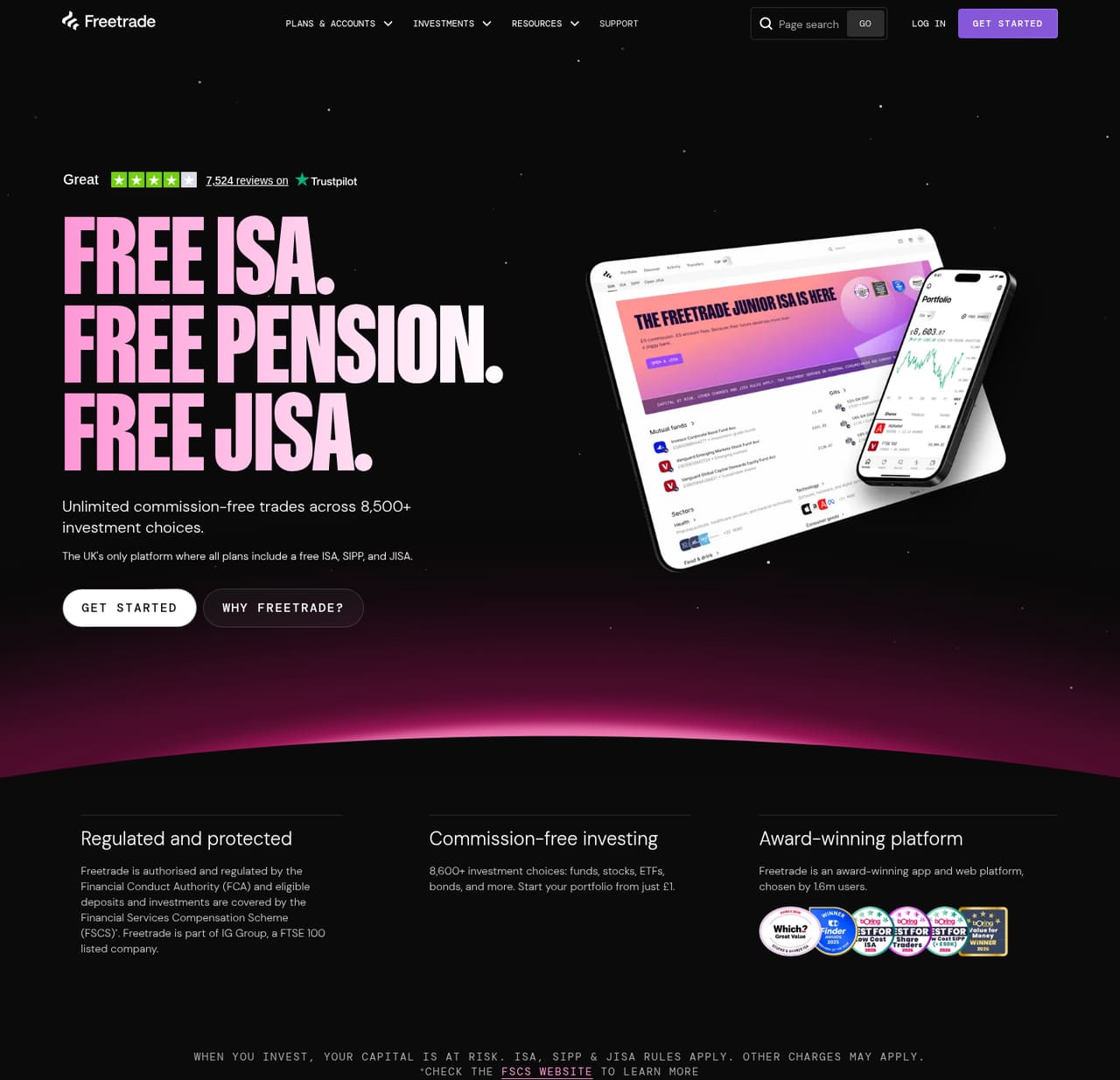Freetrade Homepage screenshot, captured 16 Oct 2026