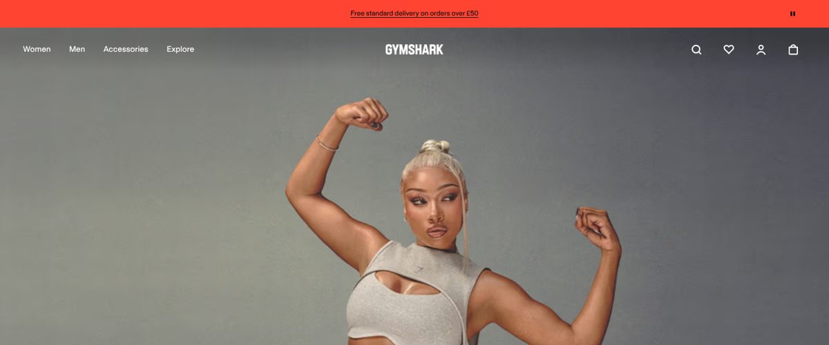 Gymshark Homepage banner screenshot, captured 16 Oct 2026