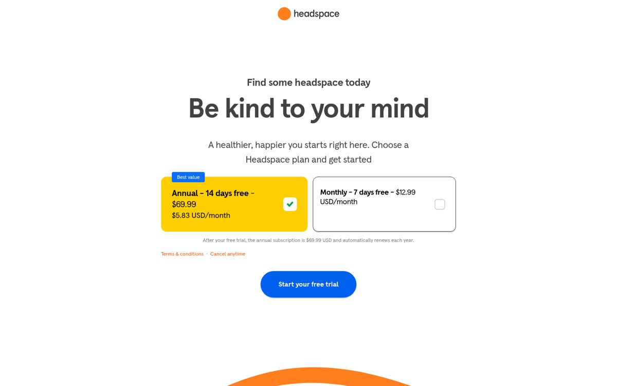 Headspace Pricing page screenshot, captured 16 Oct 2026