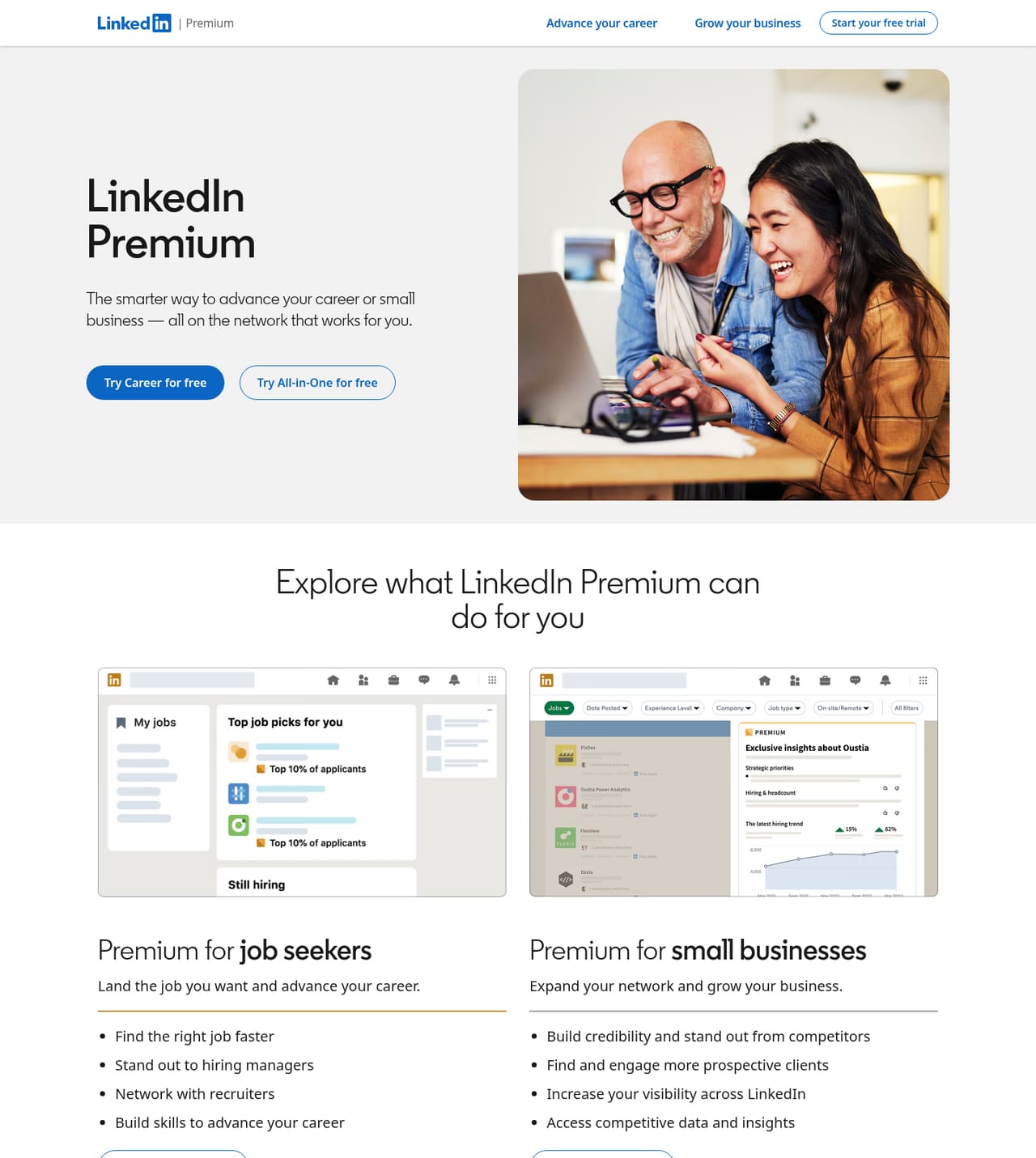 LinkedIn Premium Premium landing page screenshot, captured 16 Oct 2026
