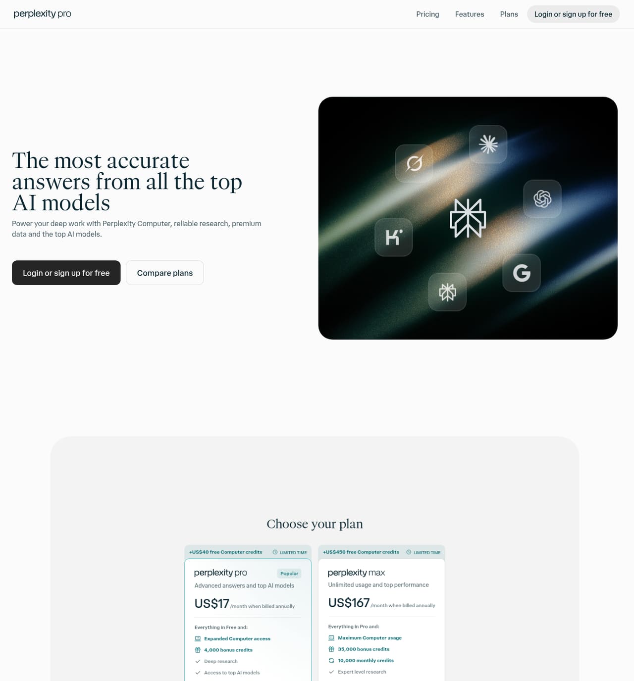 Perplexity Pricing page screenshot, captured 16 Oct 2026