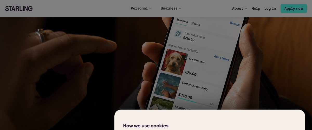 Starling Bank Homepage screenshot, captured 16 Oct 2026