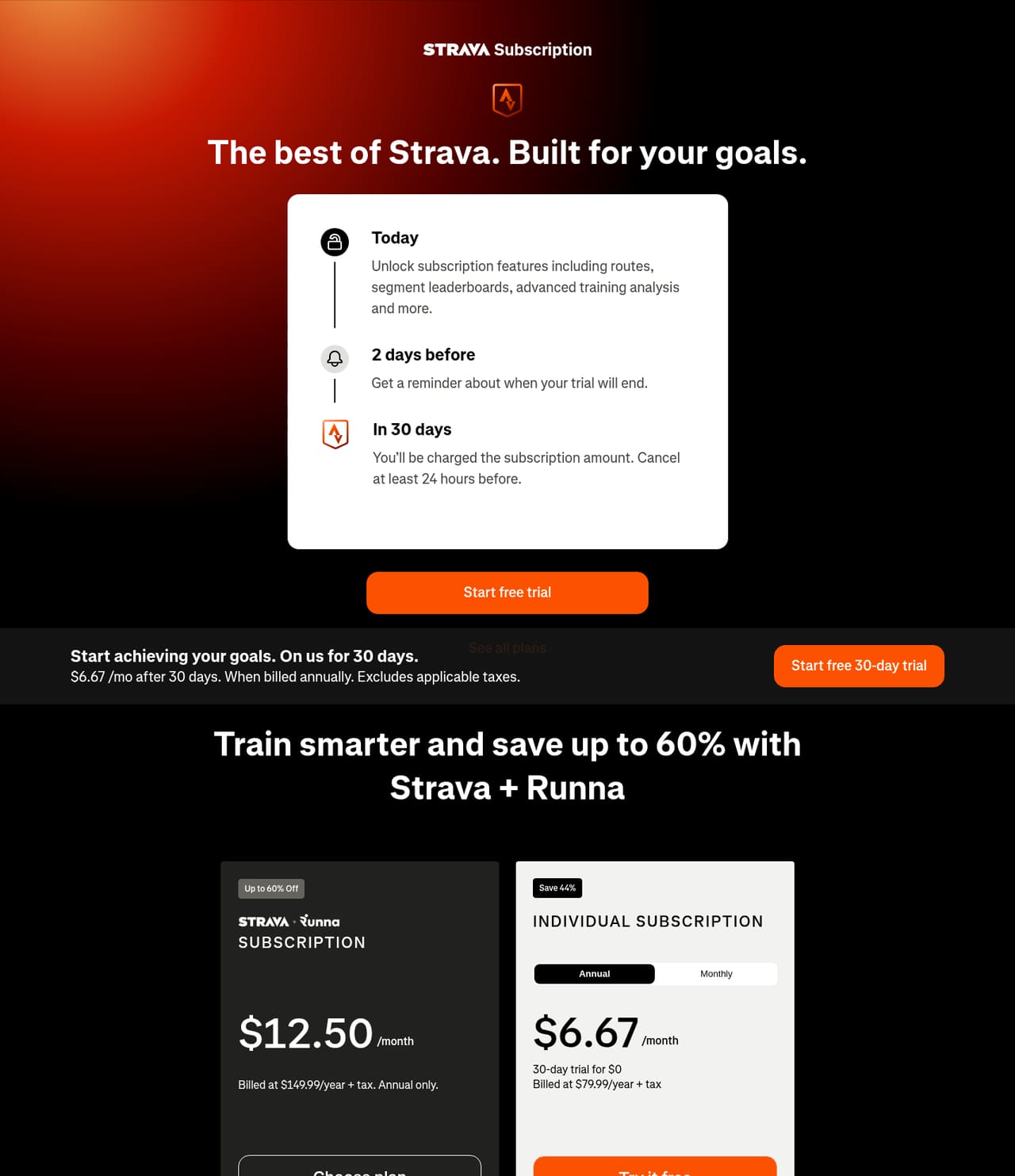 Strava Paywall / trial screenshot, captured 16 Oct 2026