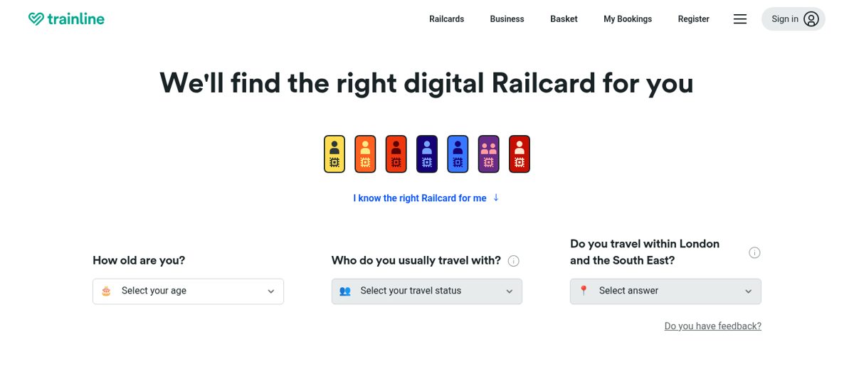 Trainline Onboarding screenshot, captured 16 Oct 2026