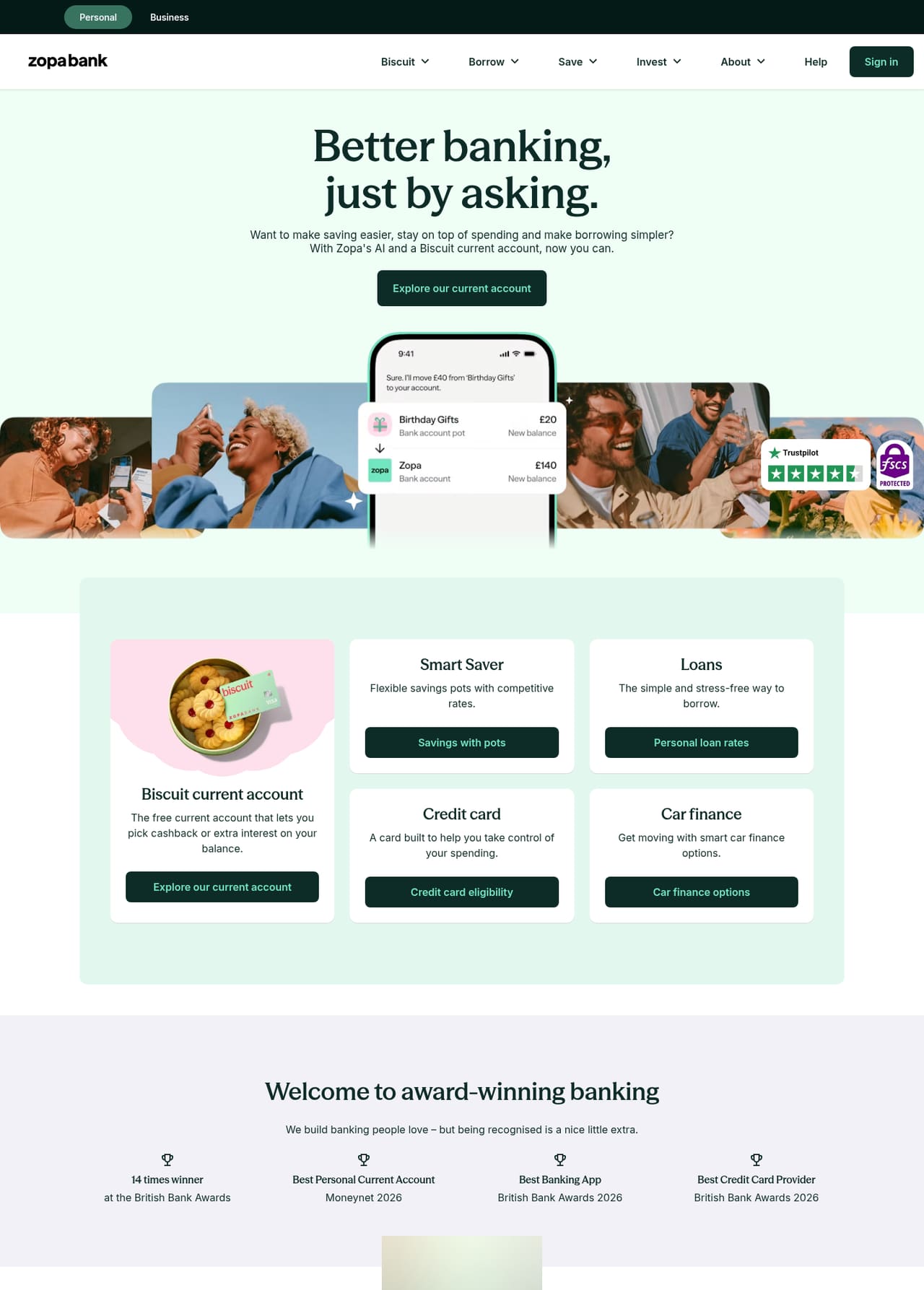 Zopa Homepage screenshot, captured 16 Oct 2026